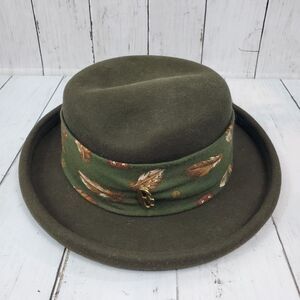 Conte of Florence Vintage Women's Olive 100% Wool Fedora Hat Made In Italy